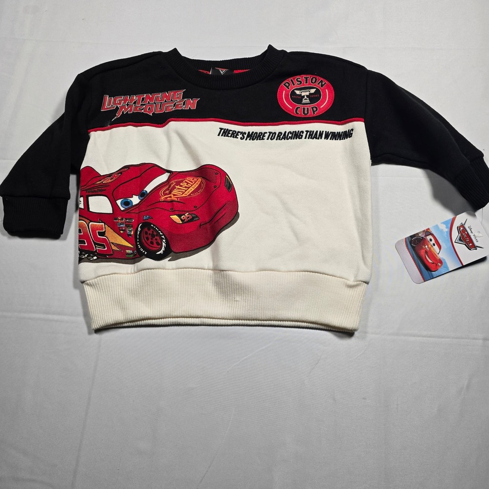 Disney Pixar Cars 12Mo Lightning McQueen Sweatshirt Kids Piston Cup Black Cream